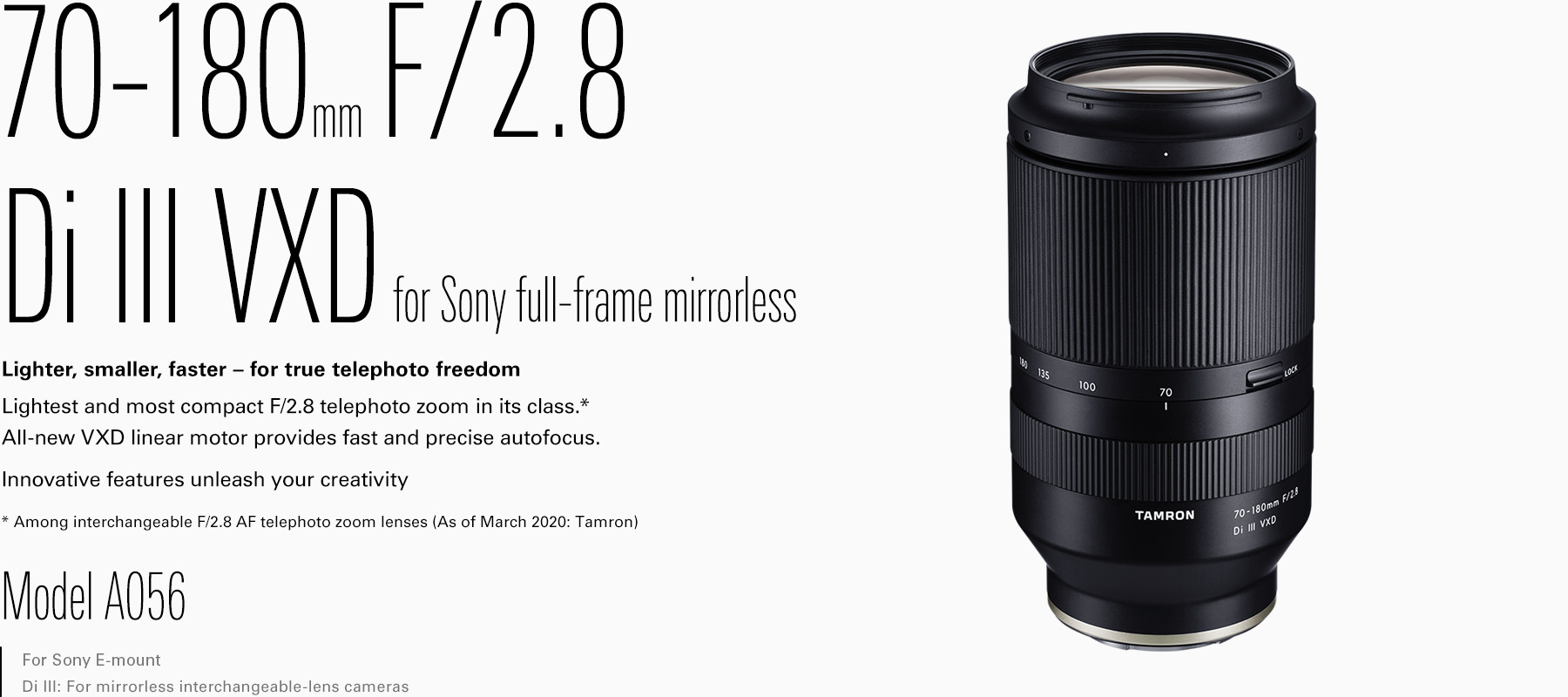 71%OFF!】 MJstoreタムロン 70-180mm F 2.8 Di III VXD Model