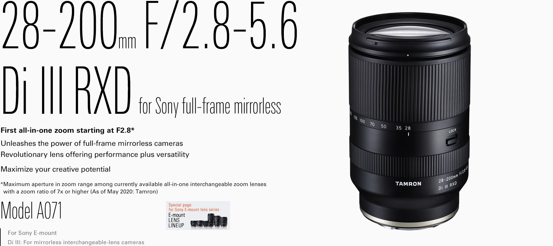 TAMRON 28-200mm F/2.8-5.6 Di III A071-