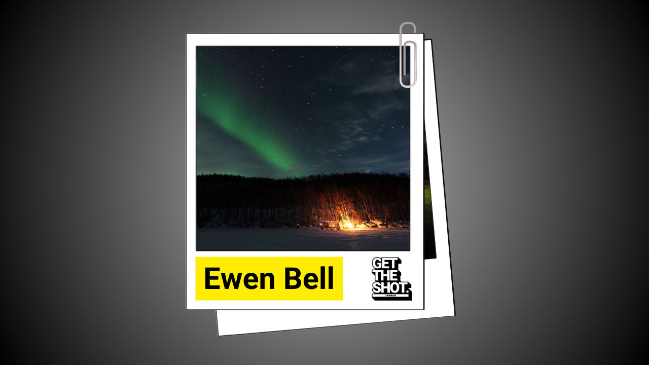 Night sky with aurora borealis and campfire scene, landscape photography in Australia.