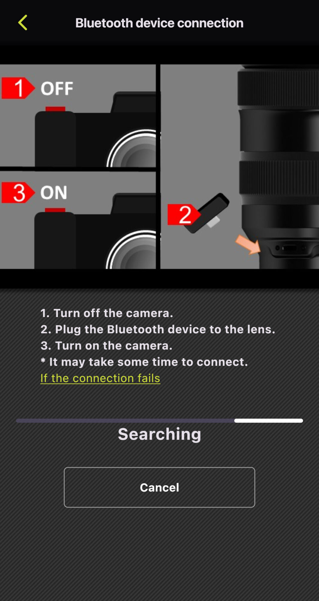 Tamron Australia camera setup guide Step-by-step guide to connect camera via Bluetooth with Tamron lens.